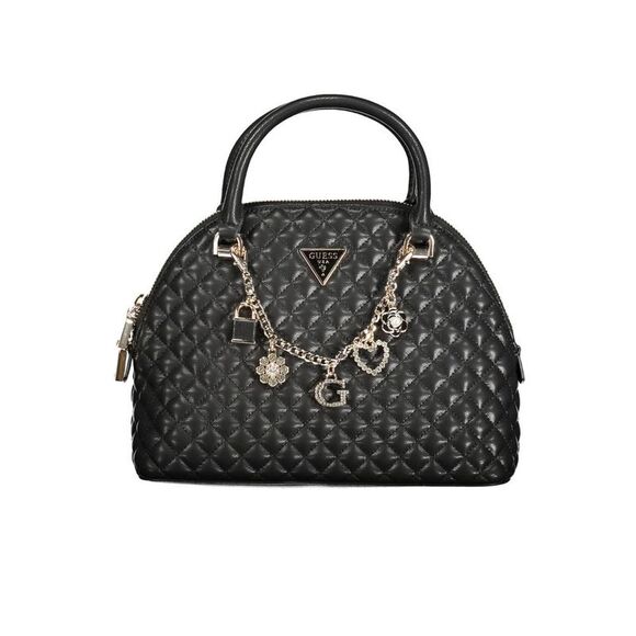 Guess Jeans Cathleen Quilted Satchel Women Black Handbags